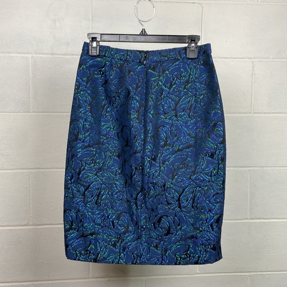 NWT J. Crew Women's‎ # 2 Pencil Skirt Jaquard Floral Size 2 Blue Sparkle C9156 - Picture 3 of 9